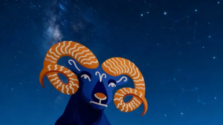 Illustrazione artistica di un ariete con cielo stellato sullo sfondo
