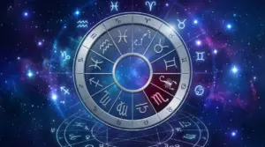 Rappresentazione circolare dei segni zodiacali su sfondo stellato